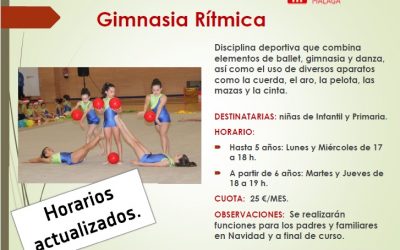 Actualización de horarios de Gimnasia Rítmica