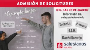 ESCOLARIZACIÓN 21/22: admisión de solicitudes para Infantil, Primaria, ESO y Bachilleraro.